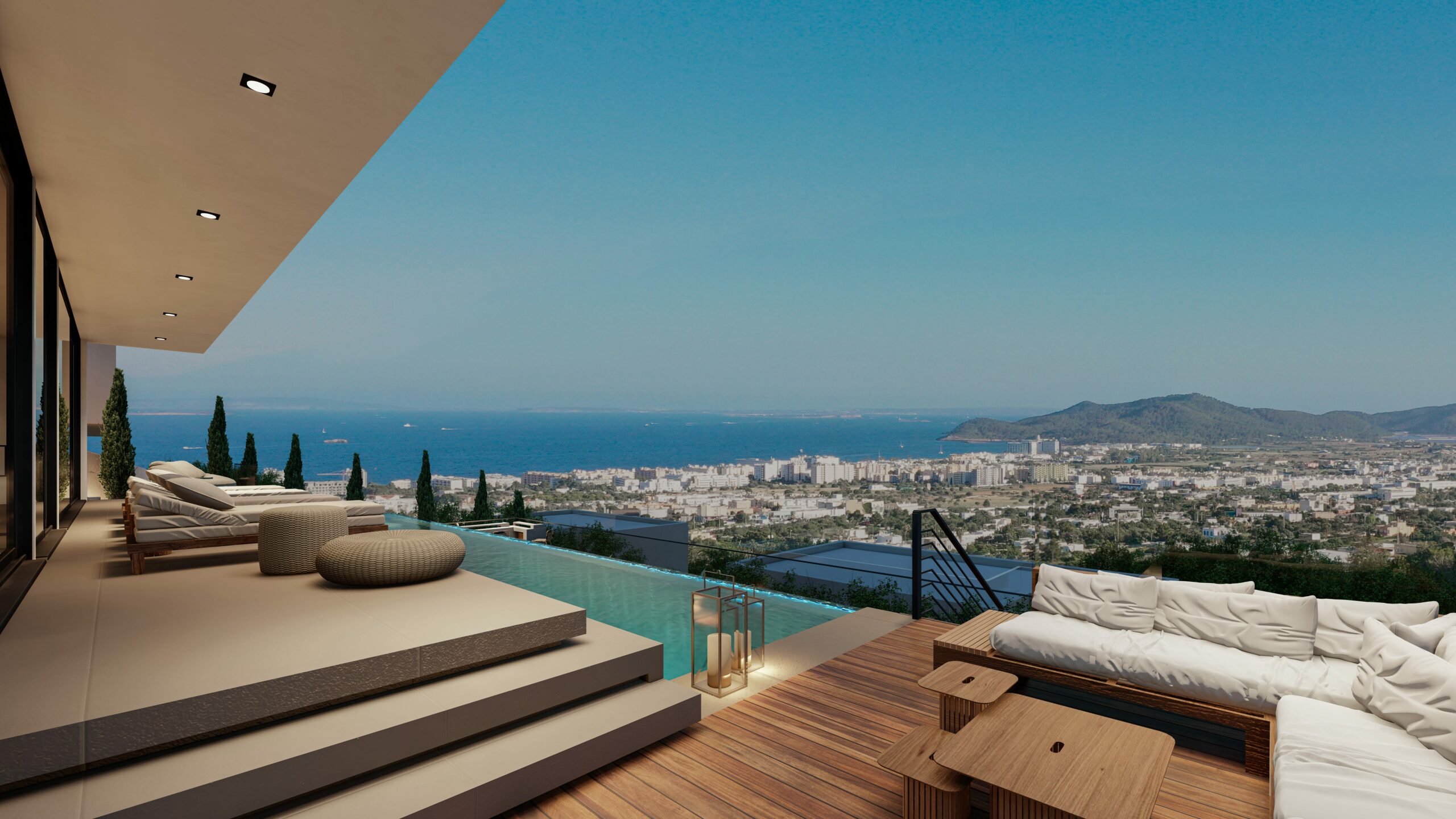 Zwembad en uitzicht Villa Cas Mut Ibiza
